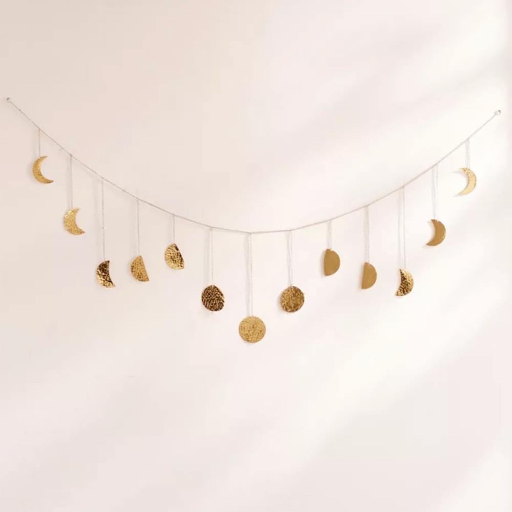 Urban Outfitters Exclusive hammered metal moon cycle banner in gold